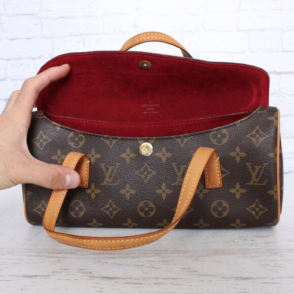 Louis Vuitton Sonatine Monogram Leather Satchel Handbag Brown - Picture 9 of 12